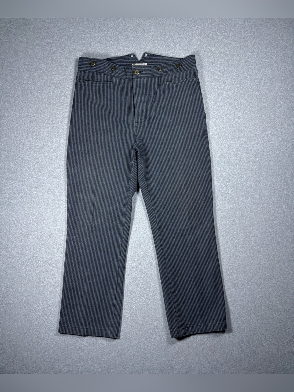 Vtg Classic Old West Frontier Pants 36x29 Gray Pin Stripe USA SASS Confederate